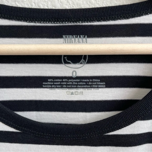 TORRID Black White Striped Yellow Nirvana Classic Fit Ringer Graphic Band Tee - Picture 9 of 11
